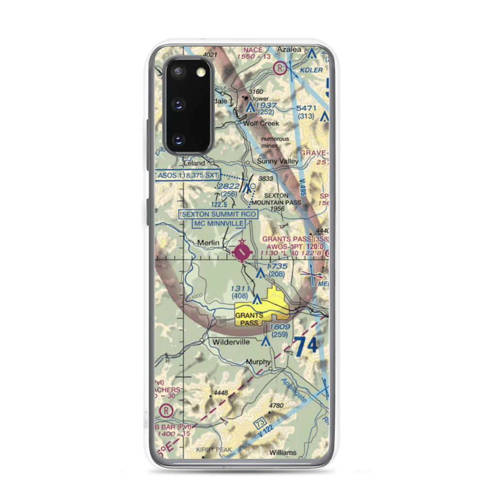 Grants Pass Airport (3S8) VFR Sectional Samsung Case Samsung Galaxy S20 model shown