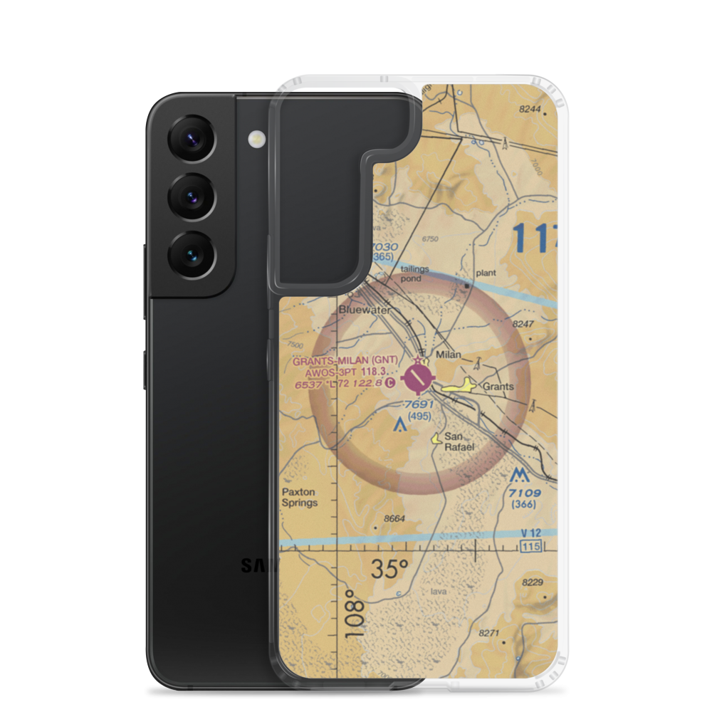 Grants-Milan Municipal Airport (GNT) VFR Sectional Samsung Case Samsung Galaxy S22 model shown