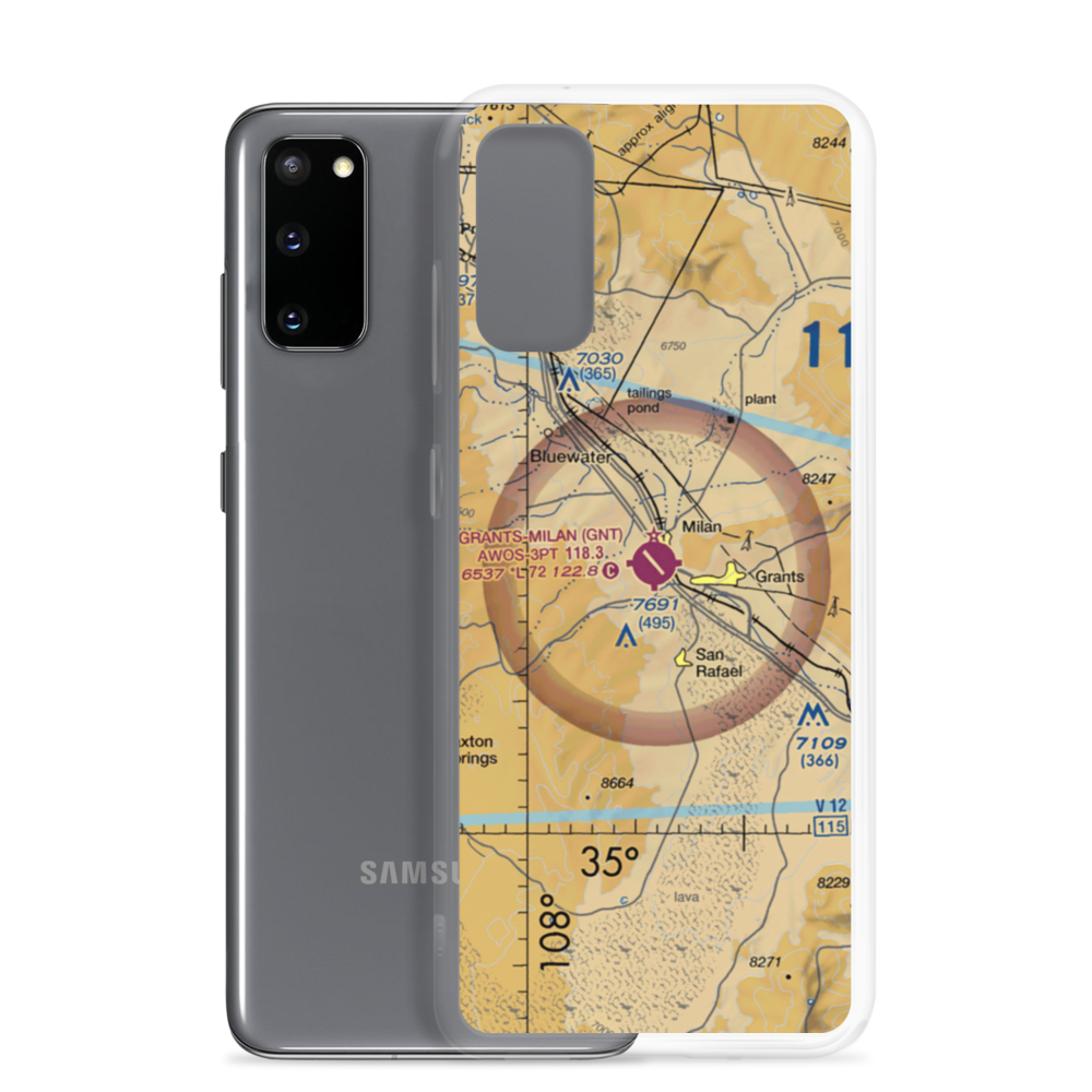 Grants-Milan Municipal Airport (GNT) VFR Sectional Samsung Case Samsung Galaxy S20 model shown