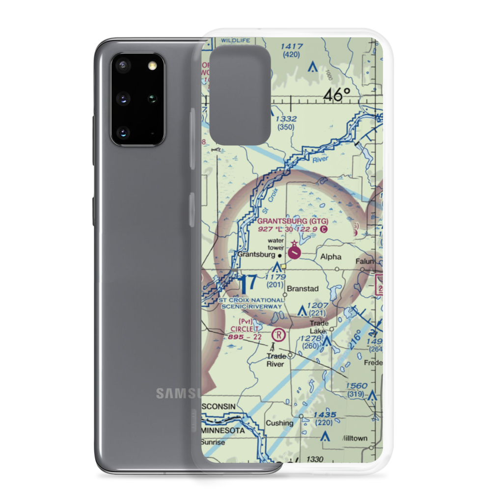 Grantsburg Municipal Airport (GTG) VFR Sectional Samsung Case Samsung Galaxy S20 Plus model shown