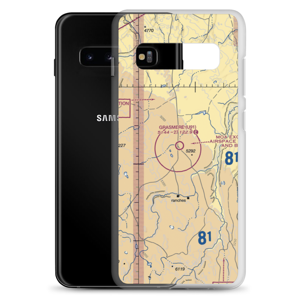 Grasmere Airport (U91) VFR Sectional Samsung Case Samsung Galaxy S10+ model shown