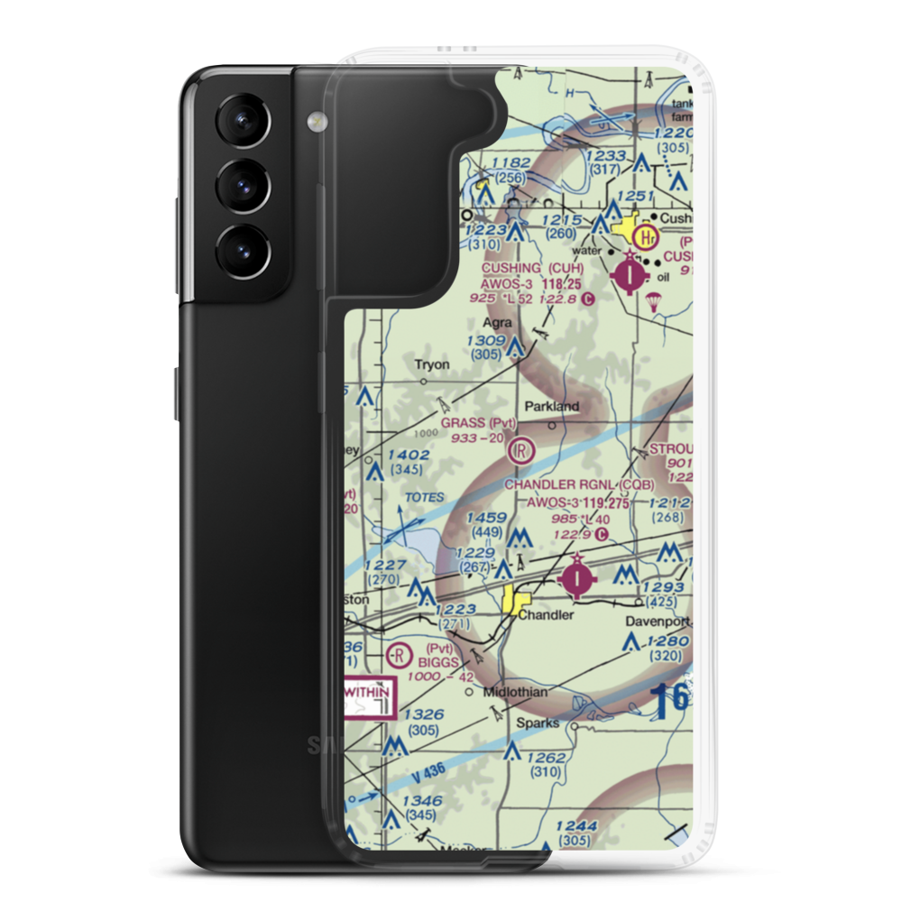 Grass Strip Airport (8OK6) VFR Sectional Samsung Case Samsung Galaxy S21 Plus model shown
