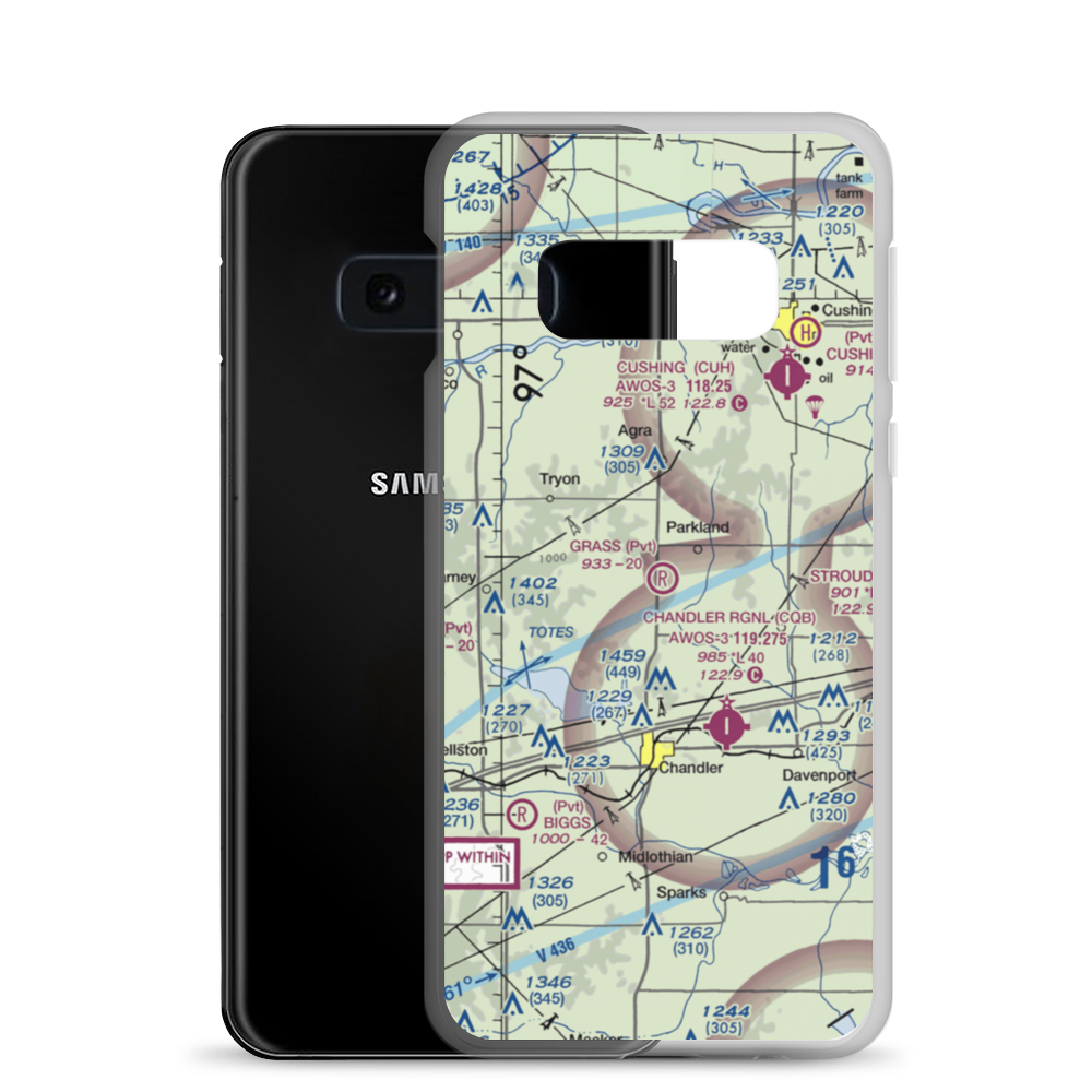 Grass Strip Airport (8OK6) VFR Sectional Samsung Case Samsung Galaxy S10e model shown