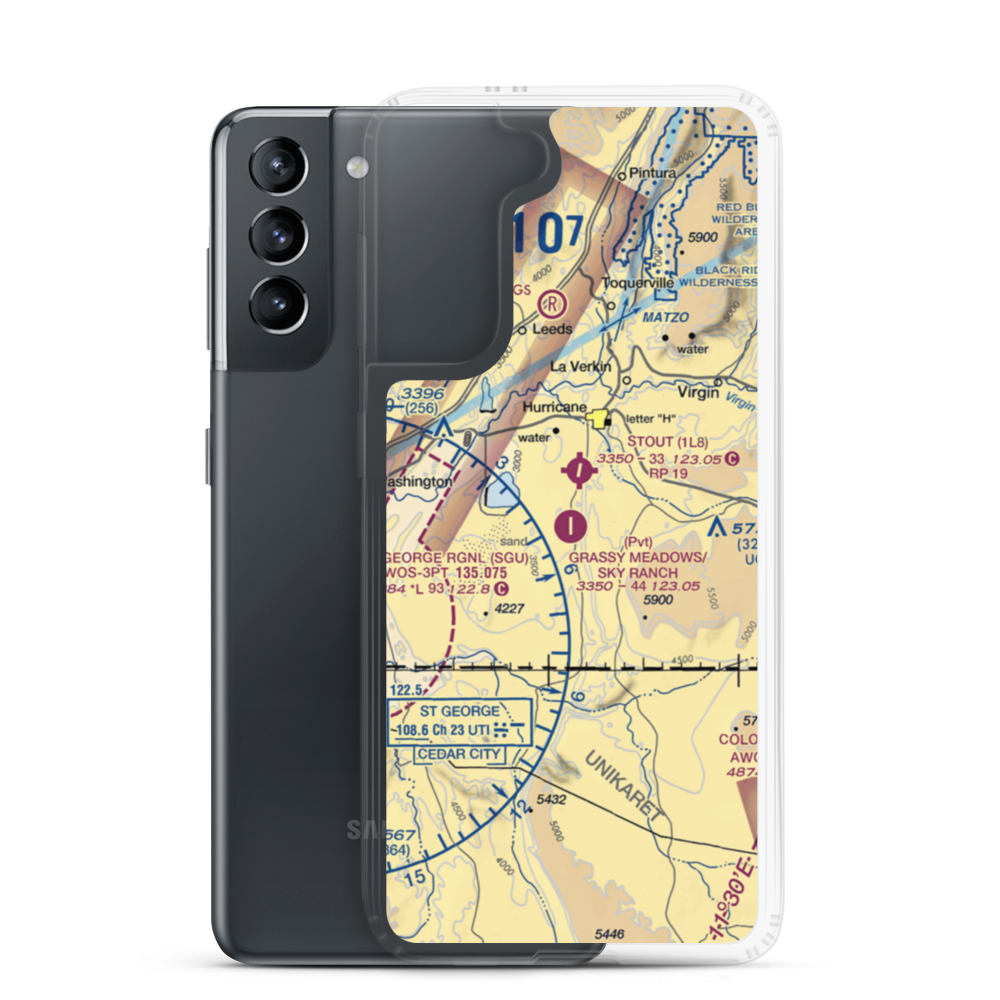 Grassy Meadows/Sky Ranch Landowners Assn Airport (UT47) VFR Sectional Samsung Case Samsung Galaxy S21 model shown