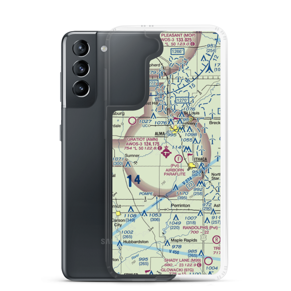 Gratiot Community Airport (AMN) VFR Sectional Samsung Case Samsung Galaxy S21 model shown