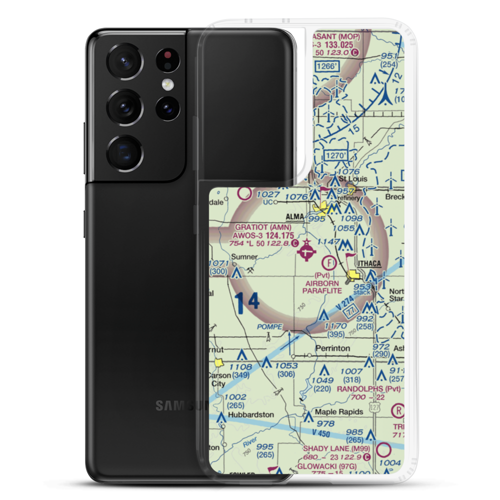 Gratiot Community Airport (AMN) VFR Sectional Samsung Case Samsung Galaxy S21 Ultra model shown