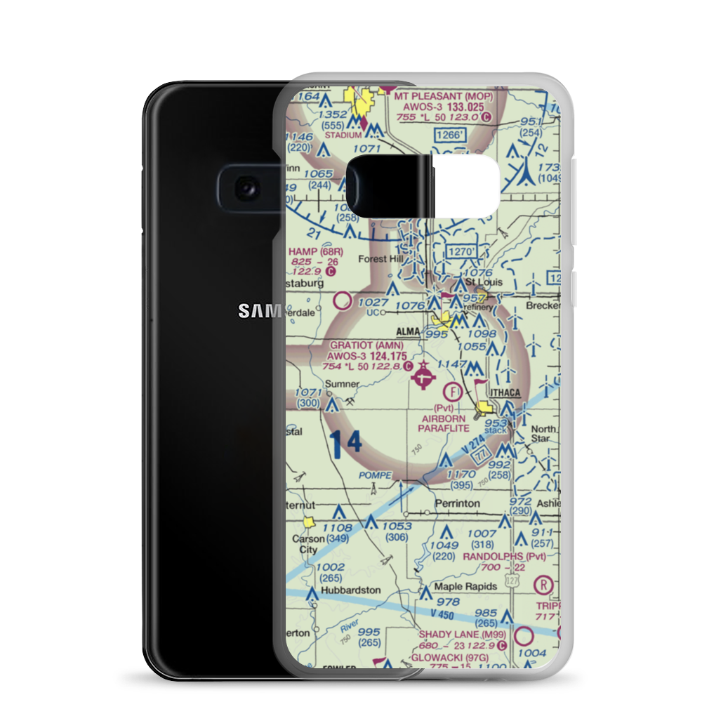 Gratiot Community Airport (AMN) VFR Sectional Samsung Case Samsung Galaxy S10e model shown