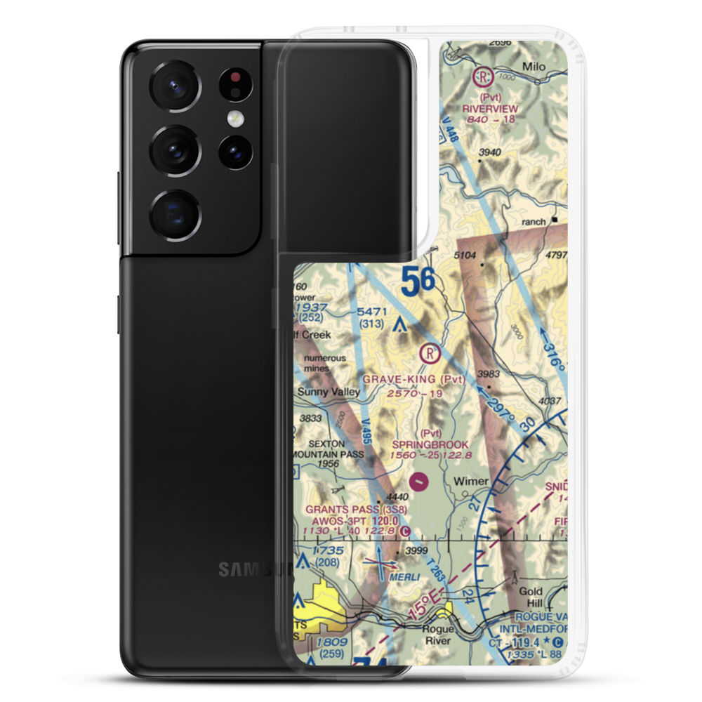 Grave-King Airport (OR44) VFR Sectional Samsung Case Samsung Galaxy S21 Ultra model shown
