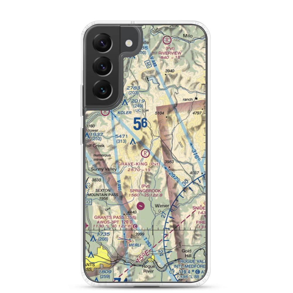 Grave-King Airport (OR44) VFR Sectional Samsung Case Samsung Galaxy S22 Plus model shown