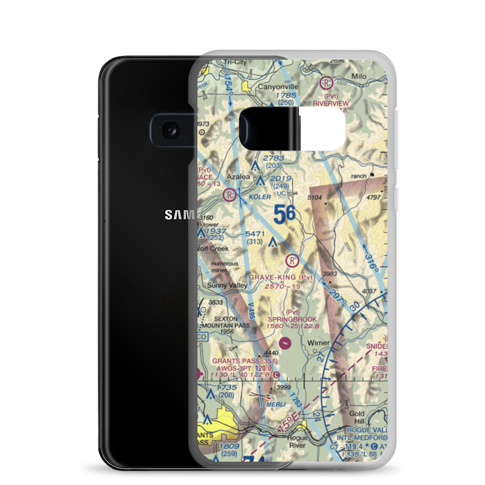 Grave-King Airport (OR44) VFR Sectional Samsung Case Samsung Galaxy S10e model shown