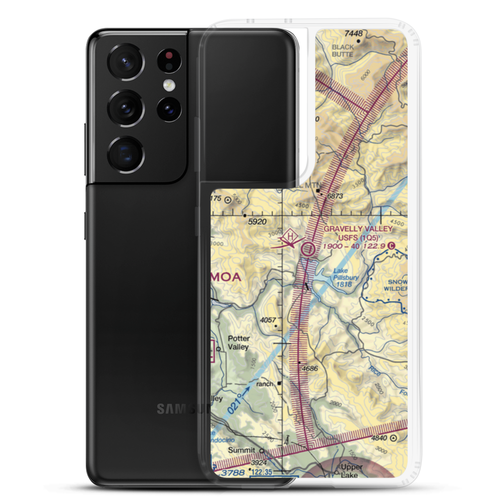 Gravelly Valley Airport (1Q5) VFR Sectional Samsung Case Samsung Galaxy S21 Ultra model shown