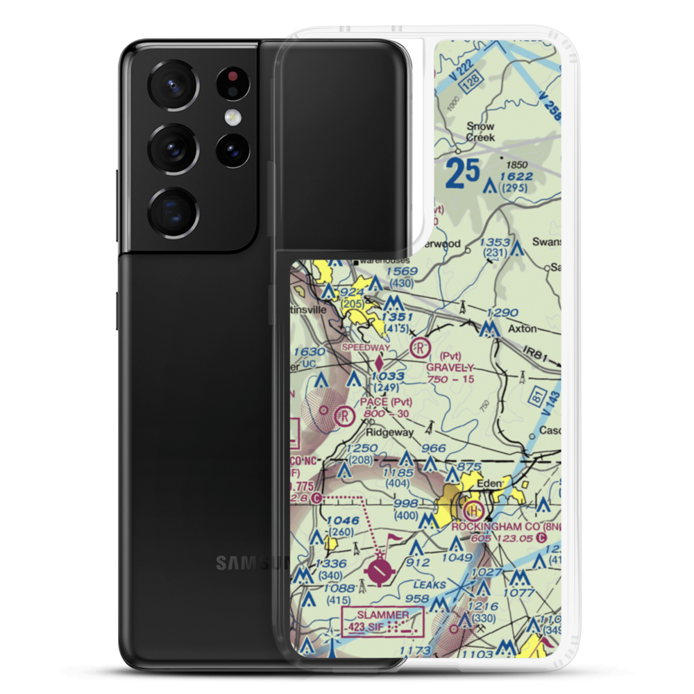 Gravely Airport (VA12) VFR Sectional Samsung Case Samsung Galaxy S21 Ultra model shown