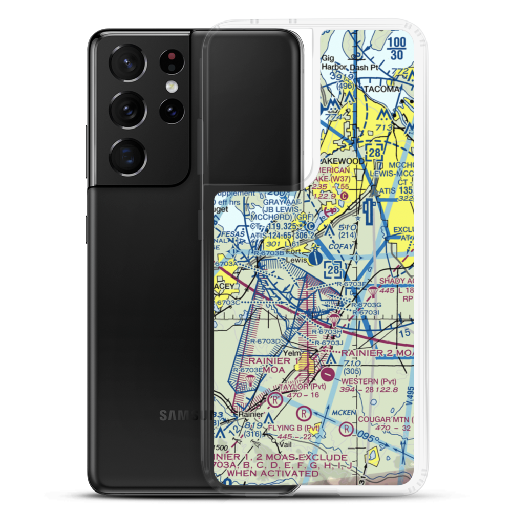 Gray Army Air Field (GRF) VFR Sectional Samsung Case Samsung Galaxy S21 Ultra model shown