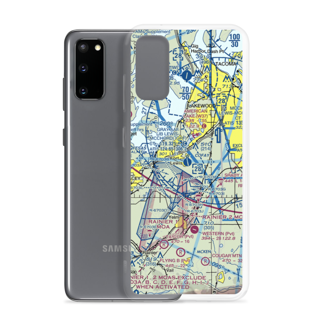 Gray Army Air Field (GRF) VFR Sectional Samsung Case Samsung Galaxy S20 model shown
