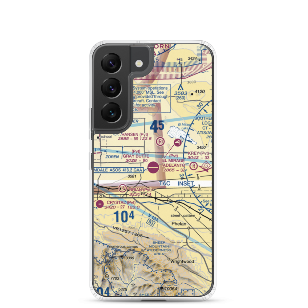 Gray Butte Field (04CA) VFR Sectional Samsung Case Samsung Galaxy S22 model shown