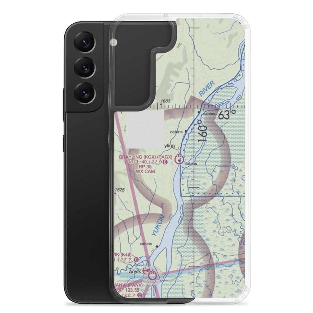 Grayling Airport (KGX) VFR Sectional Samsung Case Samsung Galaxy S22 Plus model shown