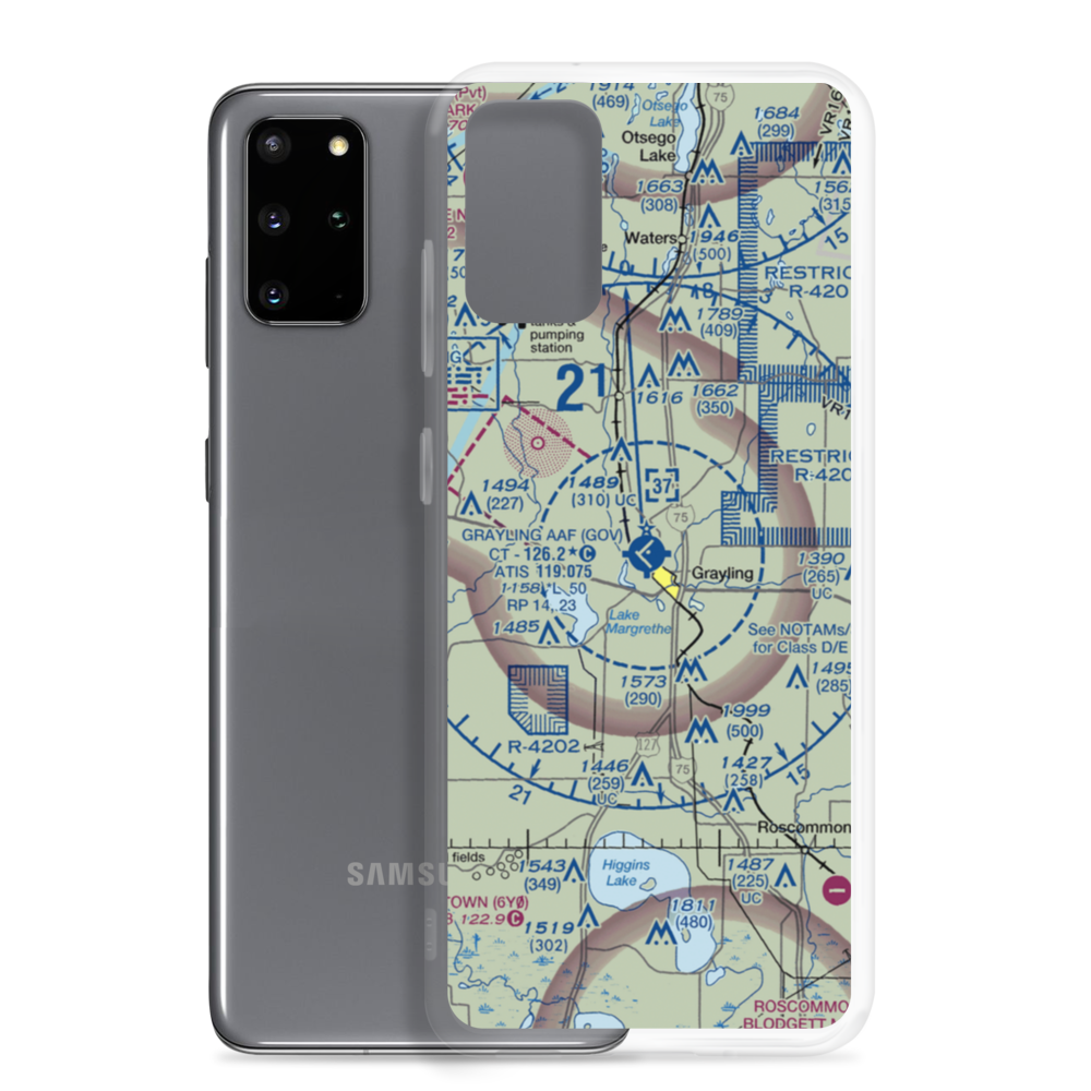Grayling Army Air Field (GOV) VFR Sectional Samsung Case Samsung Galaxy S20 Plus model shown