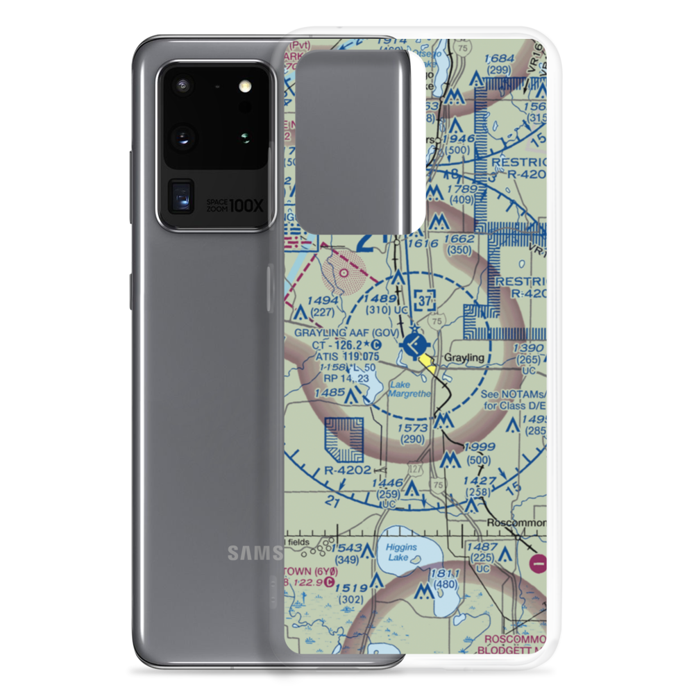 Grayling Army Air Field (GOV) VFR Sectional Samsung Case Samsung Galaxy S20 Ultra model shown