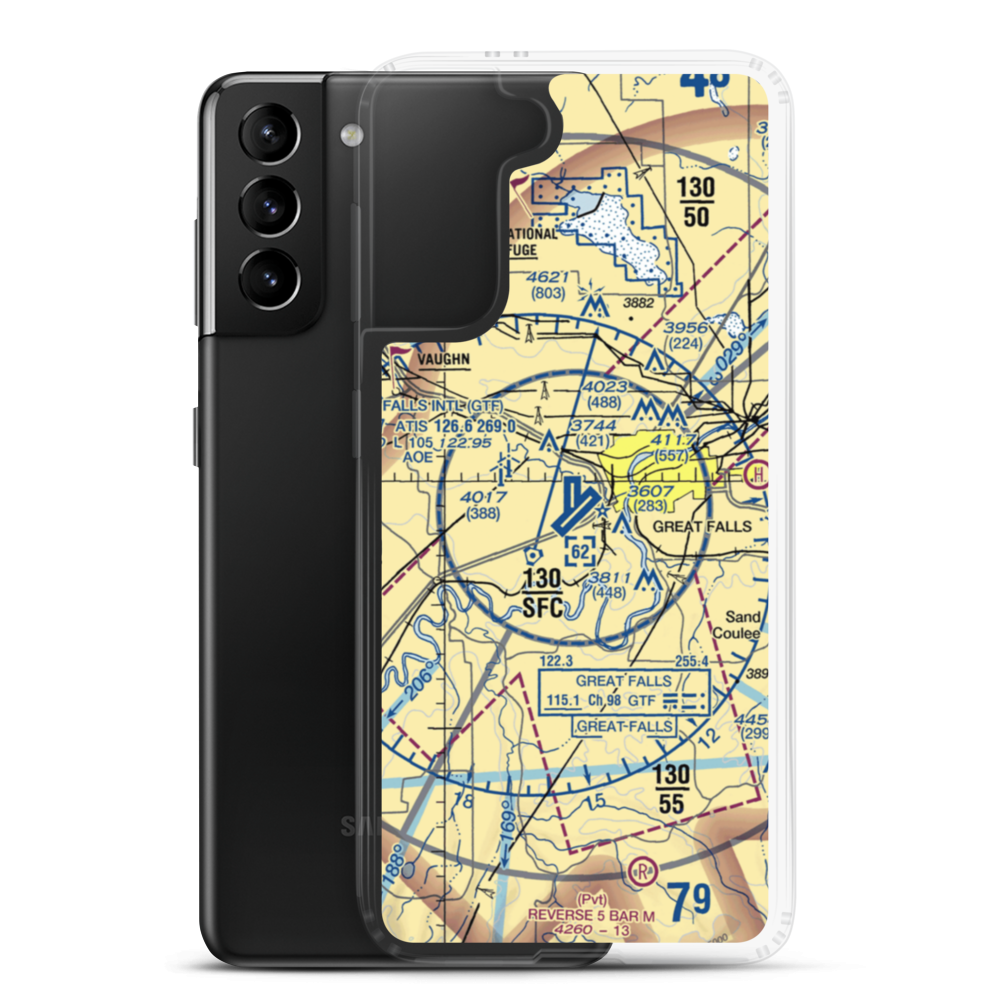 Great Falls International Airport (GTF) VFR Sectional Samsung Case Samsung Galaxy S21 Plus model shown