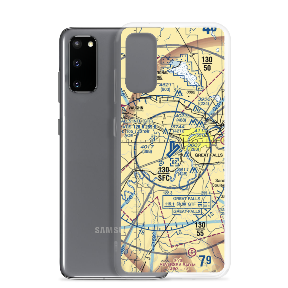 Great Falls International Airport (GTF) VFR Sectional Samsung Case Samsung Galaxy S20 model shown