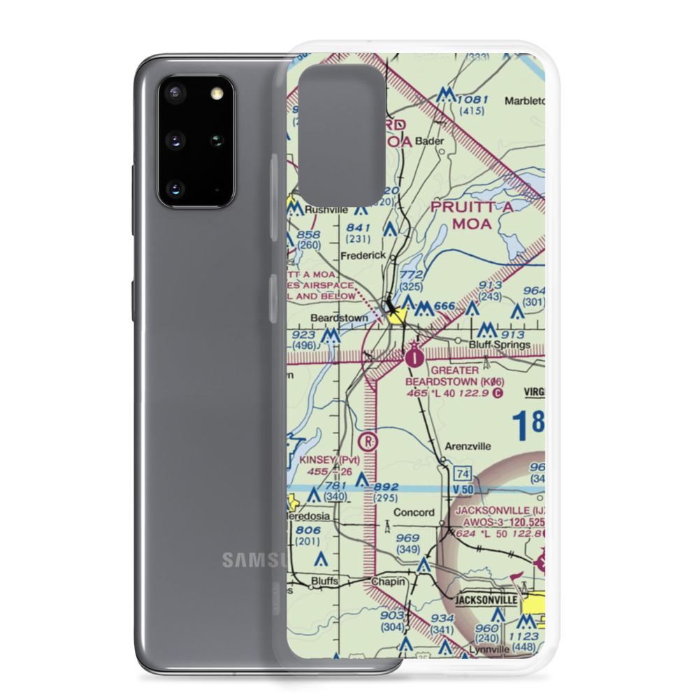 Greater Beardstown Airport (K06) VFR Sectional Samsung Case Samsung Galaxy S20 Plus model shown