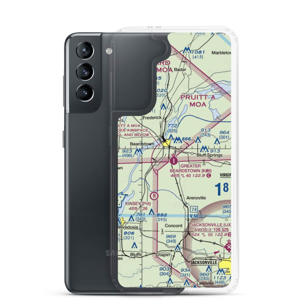 Greater Beardstown Airport (K06) VFR Sectional Samsung Case Samsung Galaxy S21 model shown