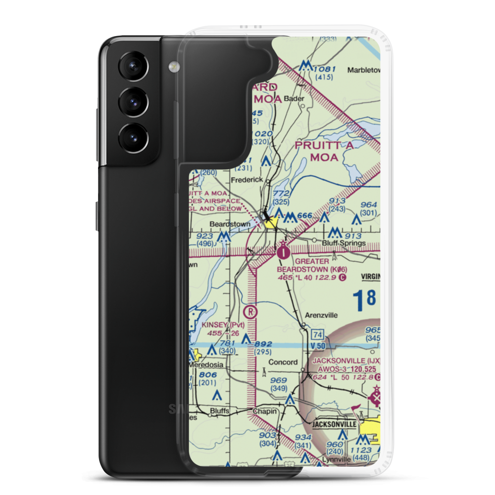 Greater Beardstown Airport (K06) VFR Sectional Samsung Case Samsung Galaxy S21 Plus model shown