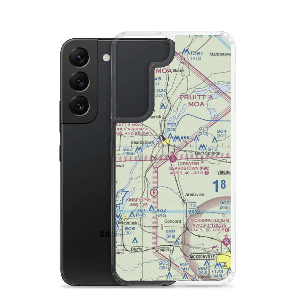 Greater Beardstown Airport (K06) VFR Sectional Samsung Case Samsung Galaxy S22 model shown