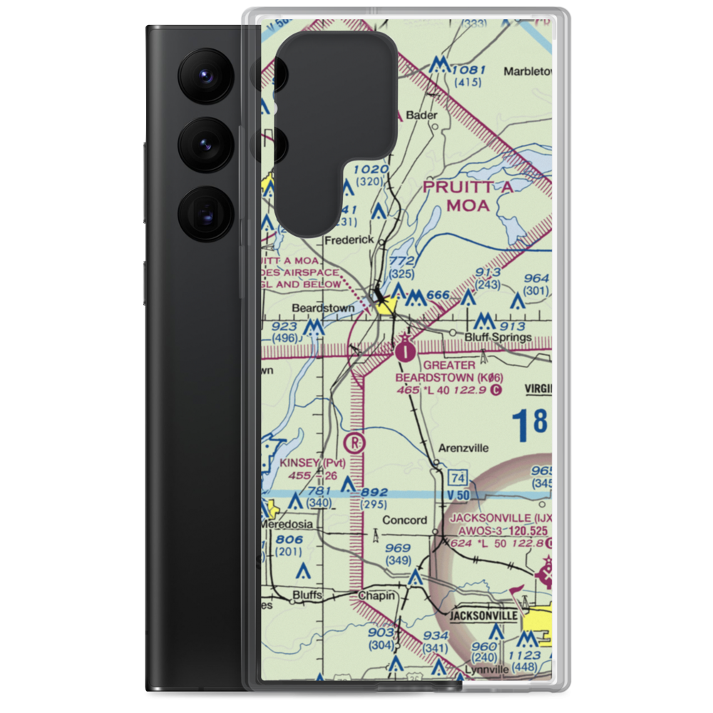 Greater Beardstown Airport (K06) VFR Sectional Samsung Case Samsung Galaxy S22 Ultra model shown