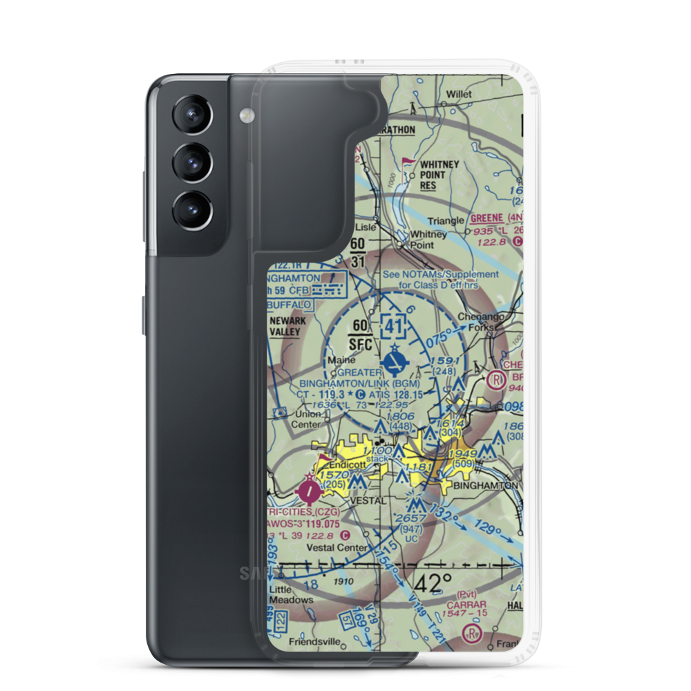 Greater Binghamton/Edwin A Link field (BGM) VFR Sectional Samsung Case Samsung Galaxy S21 model shown