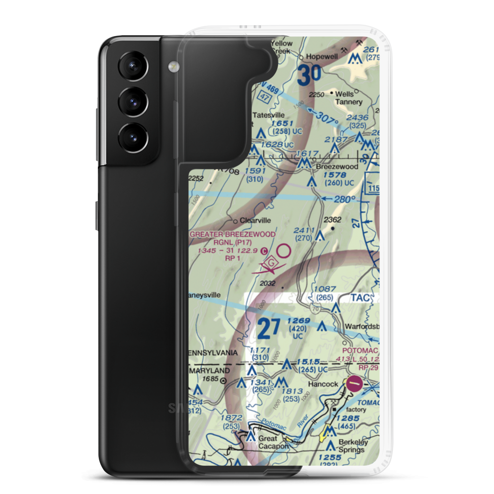 Greater Breezewood Regional Airport (P17) VFR Sectional Samsung Case Samsung Galaxy S21 Plus model shown