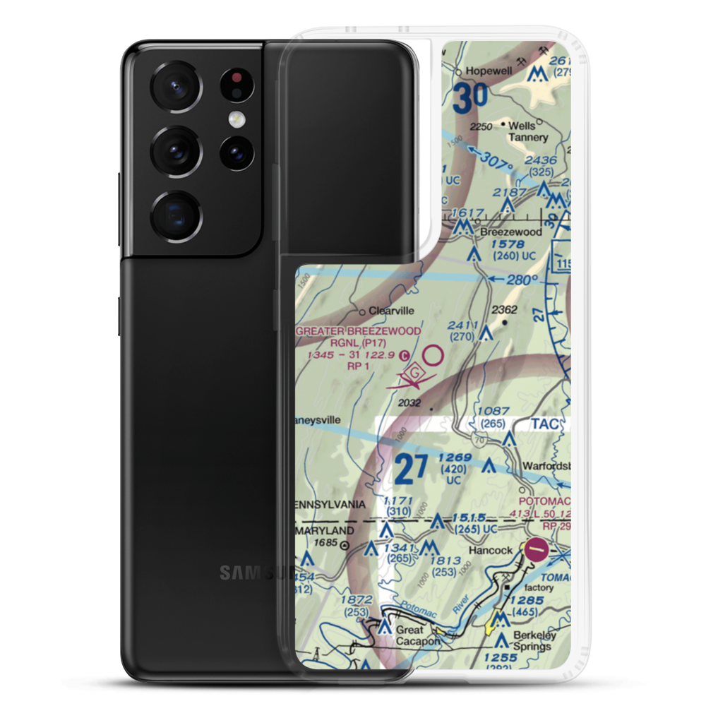 Greater Breezewood Regional Airport (P17) VFR Sectional Samsung Case Samsung Galaxy S21 Ultra model shown