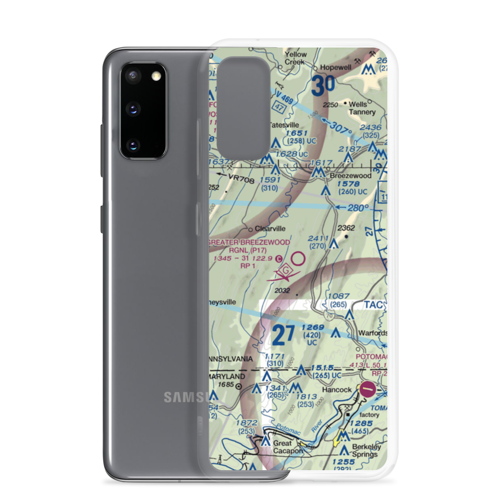 Greater Breezewood Regional Airport (P17) VFR Sectional Samsung Case Samsung Galaxy S20 model shown