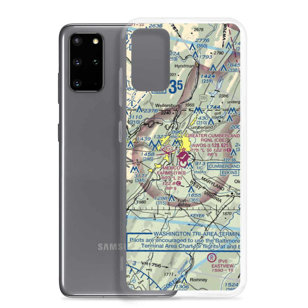 Greater Cumberland Regional Airport (CBE) VFR Sectional Samsung Case Samsung Galaxy S20 Plus model shown
