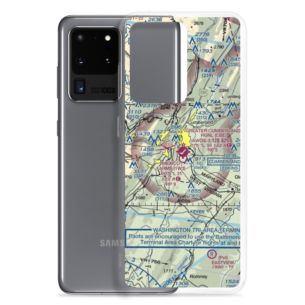 Greater Cumberland Regional Airport (CBE) VFR Sectional Samsung Case Samsung Galaxy S20 Ultra model shown