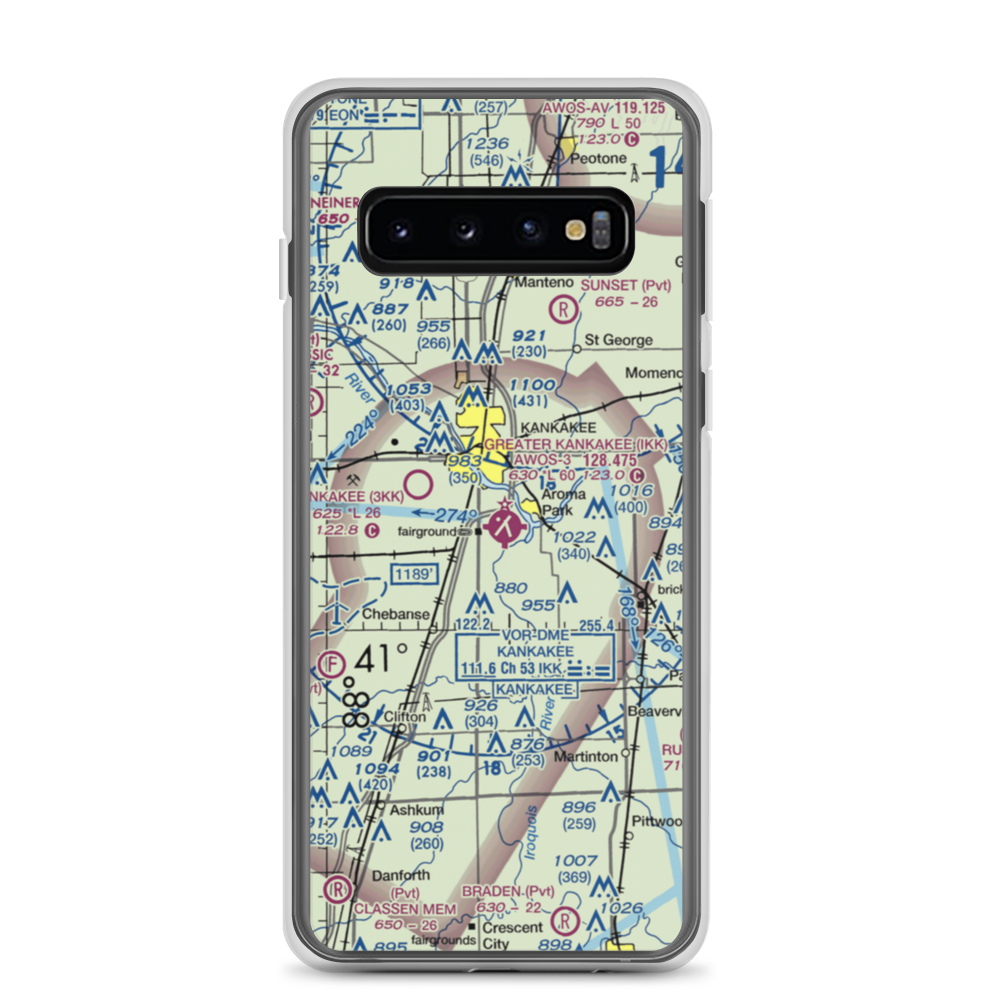 Greater Kankakee Airport (IKK) VFR Sectional Samsung Case Samsung Galaxy S10 model shown