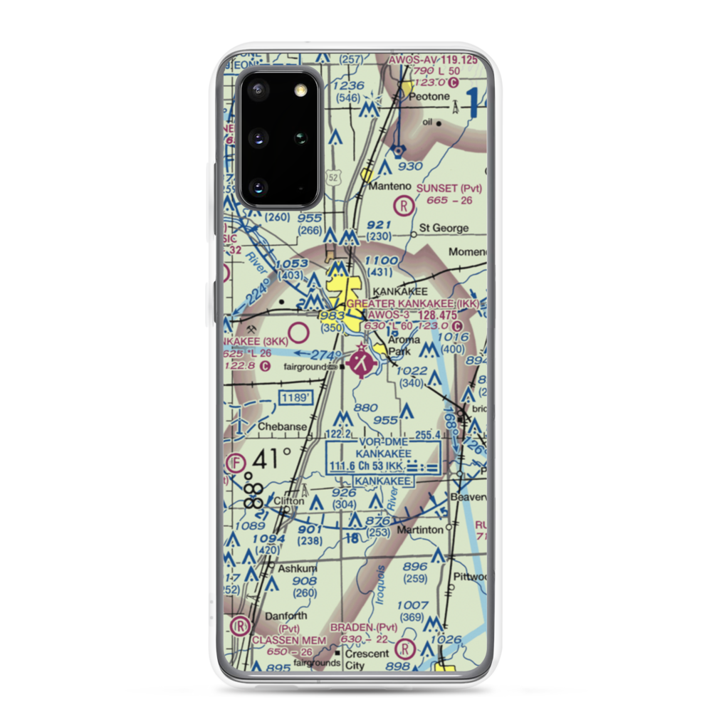 Greater Kankakee Airport (IKK) VFR Sectional Samsung Case Samsung Galaxy S20 Plus model shown