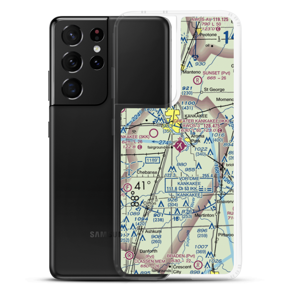 Greater Kankakee Airport (IKK) VFR Sectional Samsung Case Samsung Galaxy S21 Ultra model shown