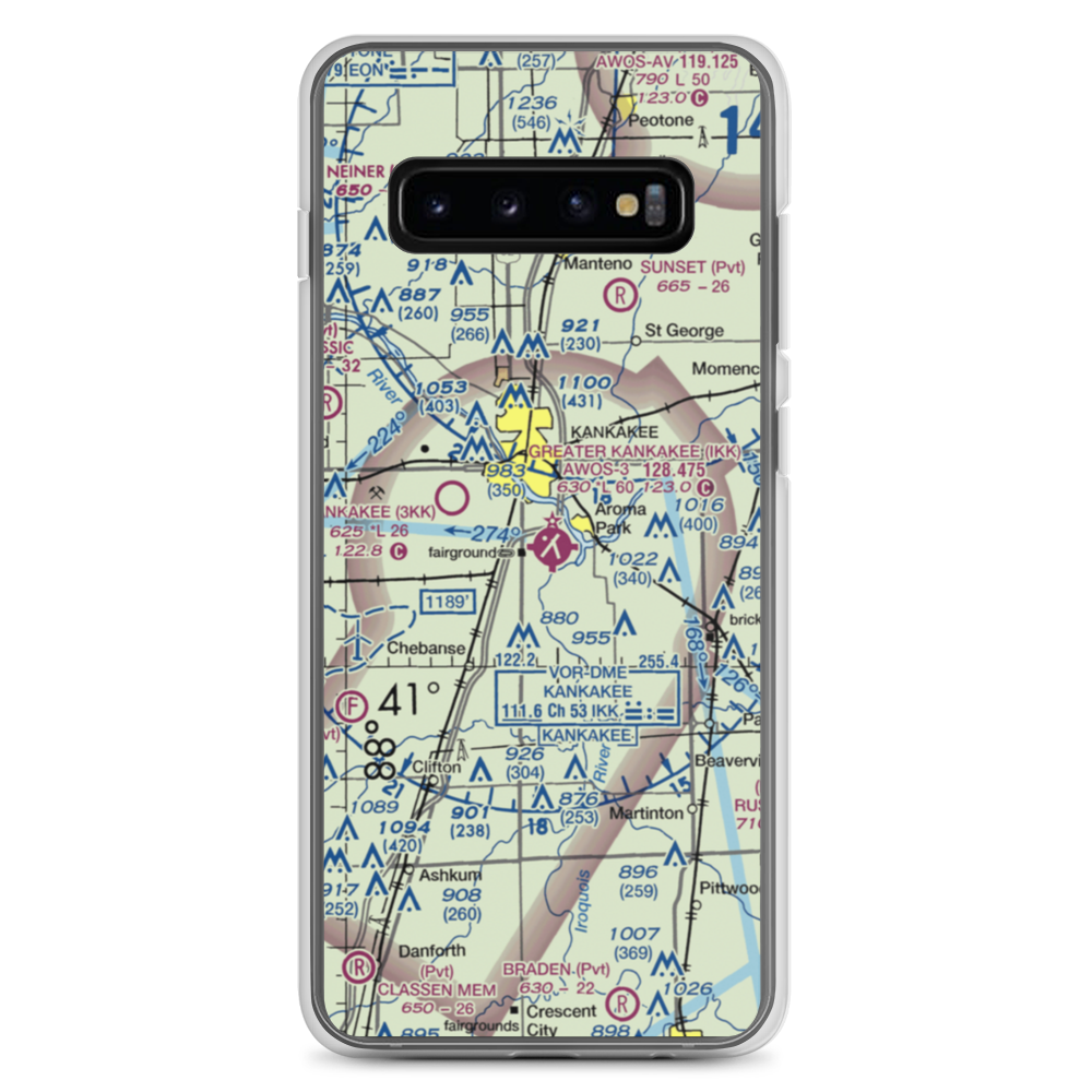 Greater Kankakee Airport (IKK) VFR Sectional Samsung Case Samsung Galaxy S10+ model shown