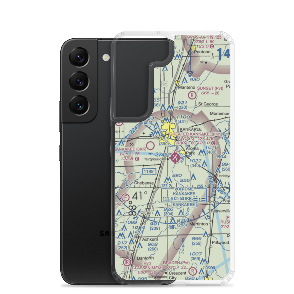 Greater Kankakee Airport (IKK) VFR Sectional Samsung Case Samsung Galaxy S22 model shown