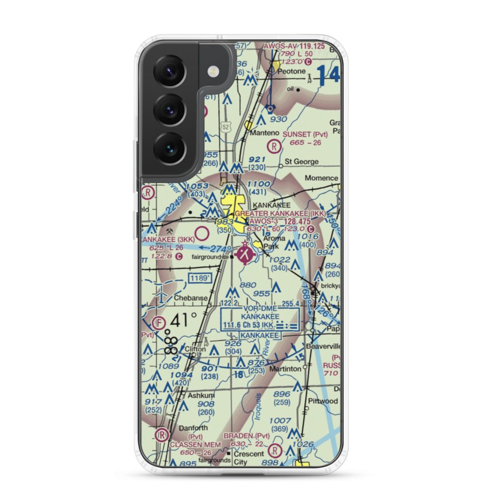 Greater Kankakee Airport (IKK) VFR Sectional Samsung Case Samsung Galaxy S22 Plus model shown