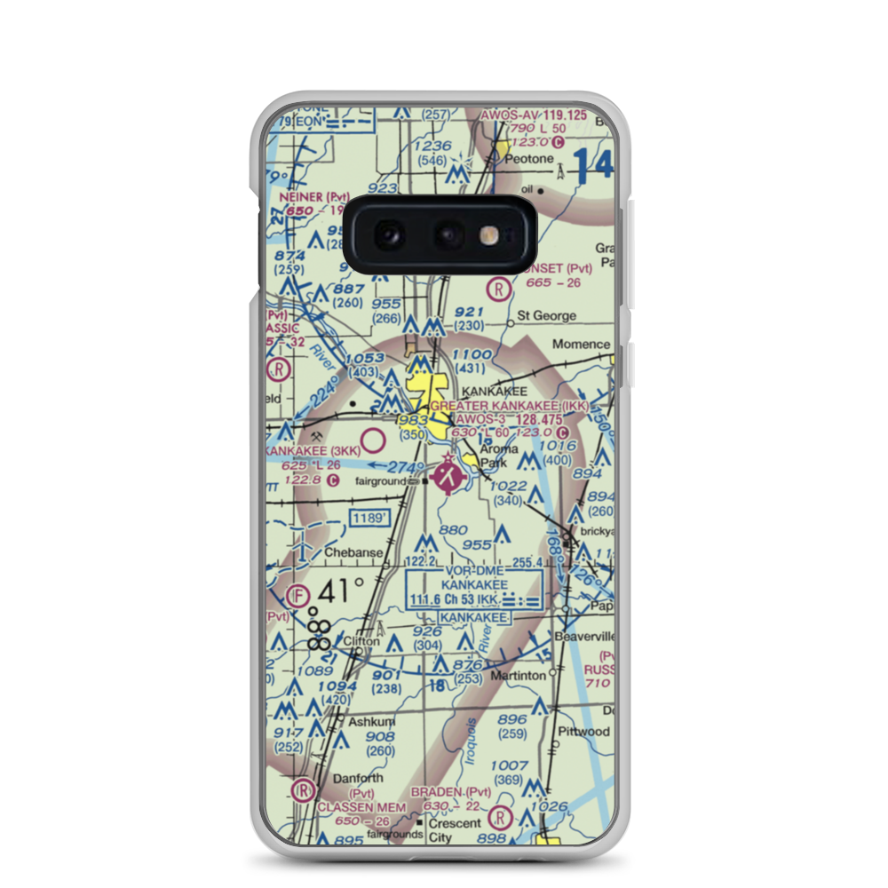 Greater Kankakee Airport (IKK) VFR Sectional Samsung Case Samsung Galaxy S10e model shown