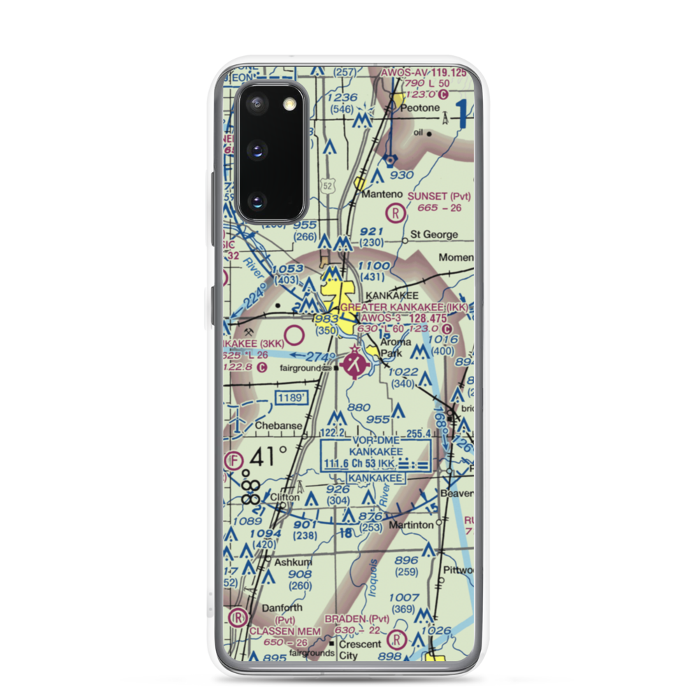 Greater Kankakee Airport (IKK) VFR Sectional Samsung Case Samsung Galaxy S20 model shown