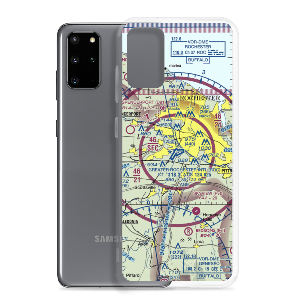 Greater Rochester International Airport (ROC) VFR Sectional Samsung Case Samsung Galaxy S20 Plus model shown