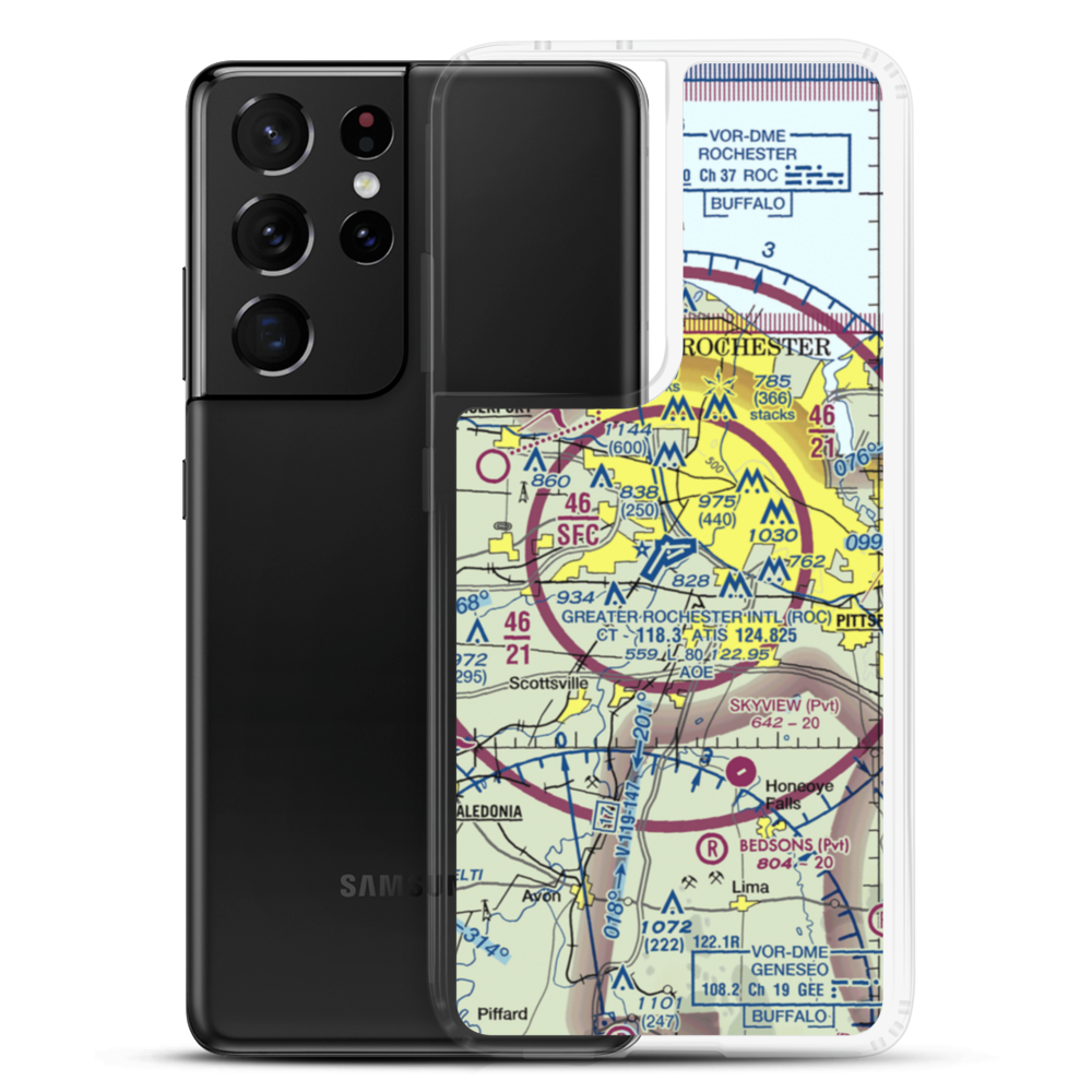 Greater Rochester International Airport (ROC) VFR Sectional Samsung Case Samsung Galaxy S21 Ultra model shown