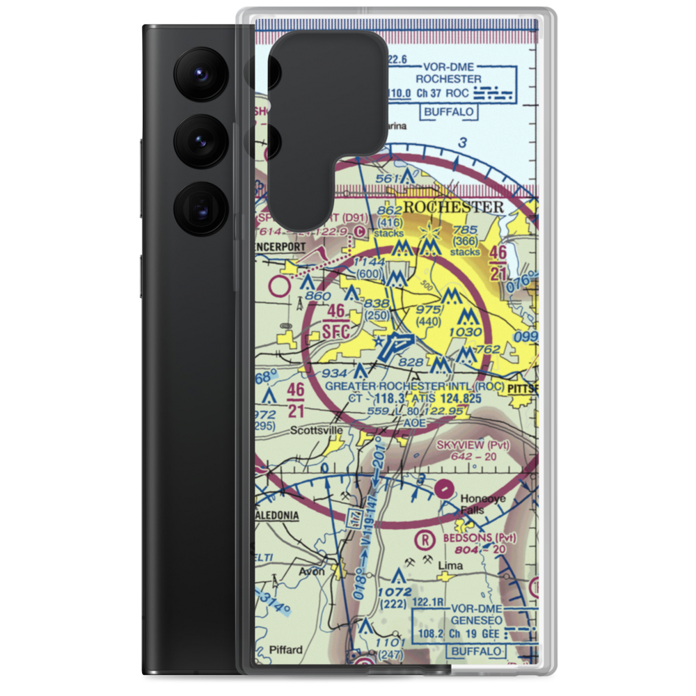 Greater Rochester International Airport (ROC) VFR Sectional Samsung Case Samsung Galaxy S22 Ultra model shown