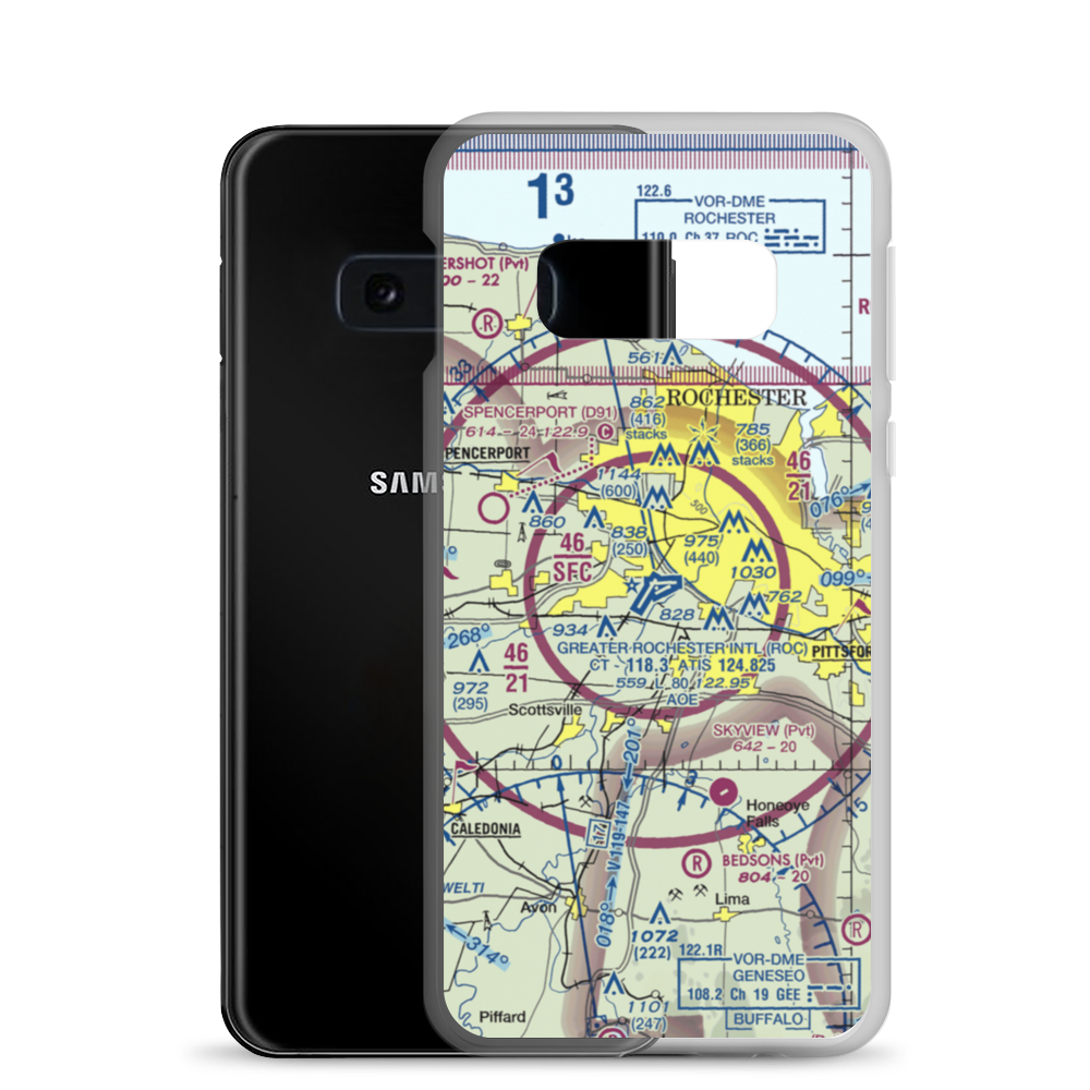 Greater Rochester International Airport (ROC) VFR Sectional Samsung Case Samsung Galaxy S10e model shown