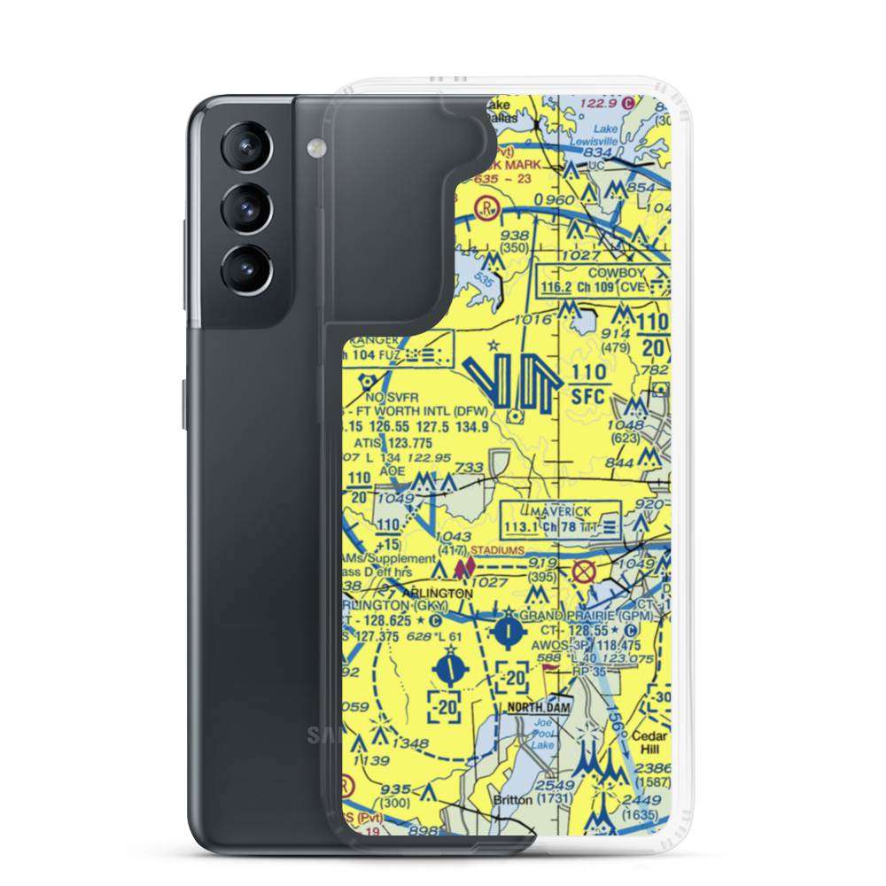 Greater Southwest International Airport-Amon Carter Field (GSW) VFR Sectional Samsung Case Samsung Galaxy S21 model shown