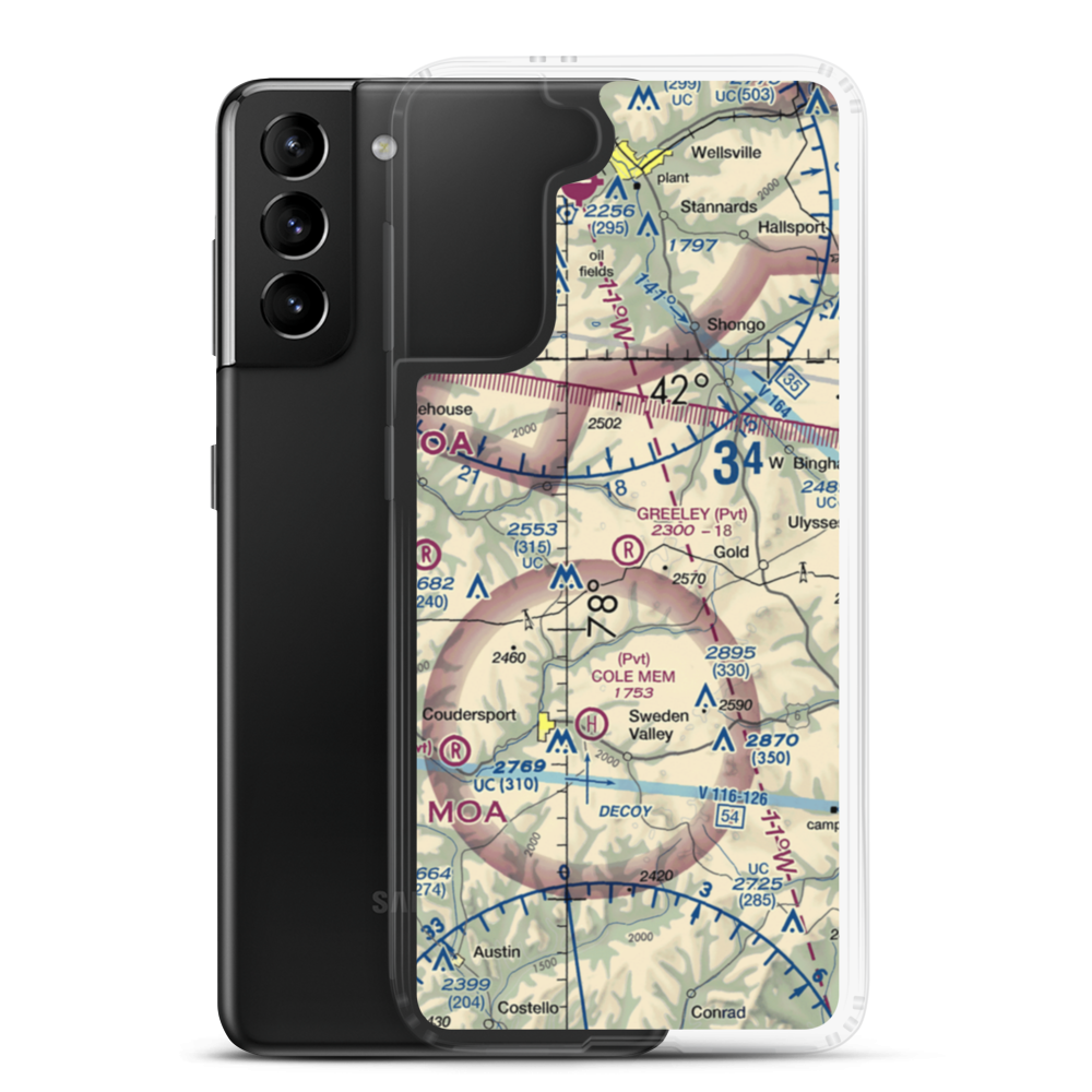 Greeley Airport (PN15) VFR Sectional Samsung Case Samsung Galaxy S21 Plus model shown