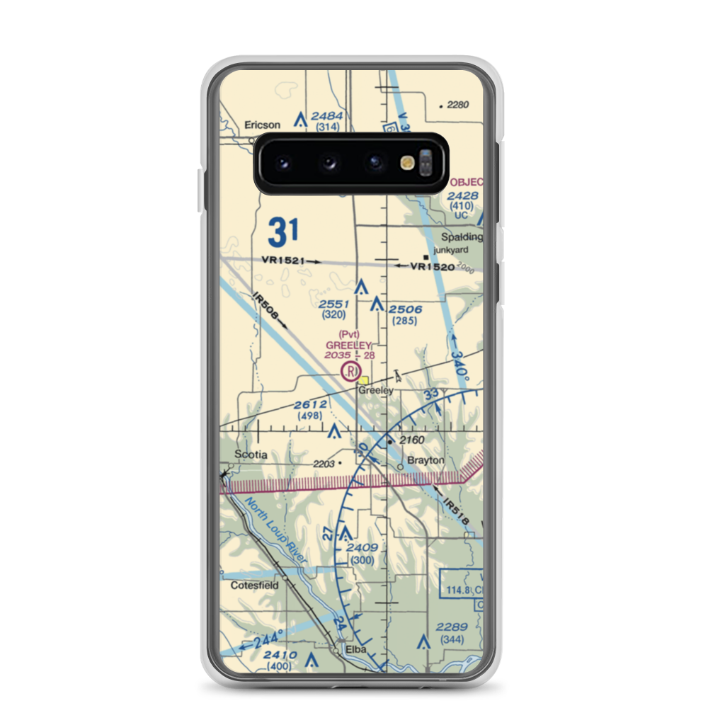 Greeley Municipal Airport (NE46) VFR Sectional Samsung Case Samsung Galaxy S10 model shown